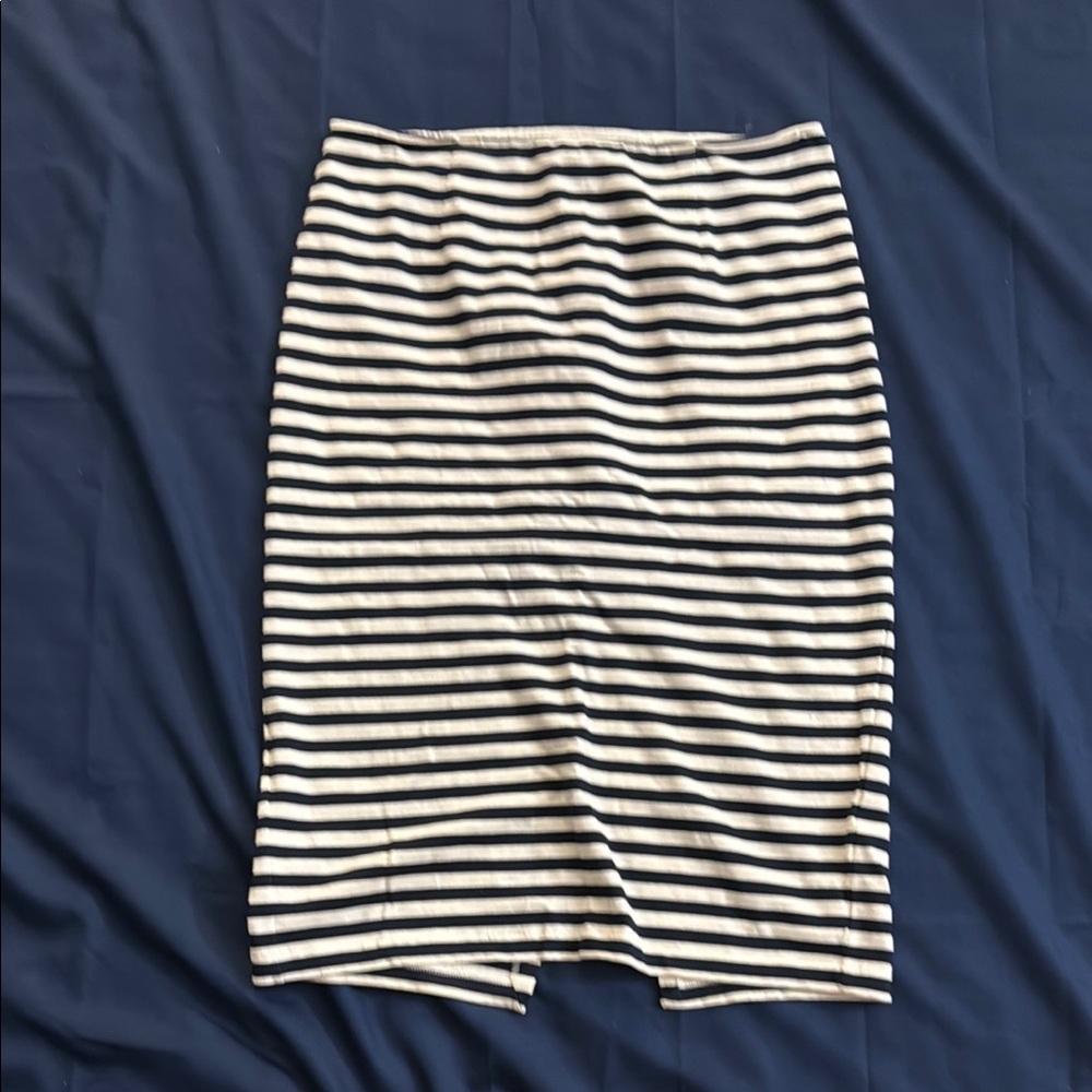 J. Crew Navy and White Striped Pencil Skirt